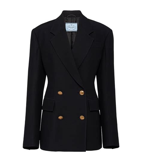 prada black velvet double breasted blazer|Prada blazer.